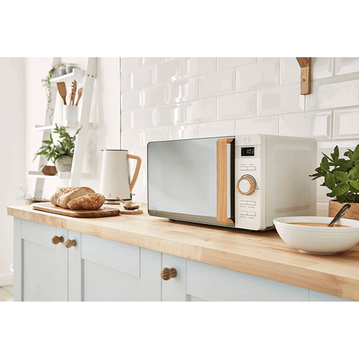 SWAN SM22036WHTNEUN Micro-ondas 20L,6 níveis de Funcionamento, Temporizador 30 min, Modo Degelo, design moderno, Cabo de Efeito Madeira, 800, Branco