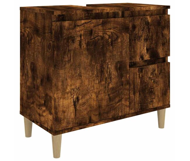 Vidaxl armario de baño madera contrachapada roble ahumado 65x33x60 cm