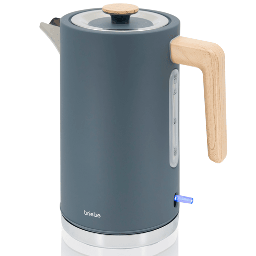 Briebe KT1165GRY Nordic Chaleira Elétrica 1,7 L Sem BPA, Base 360°, Controlador Strix, Desligamento Automático, 2200, Cinza