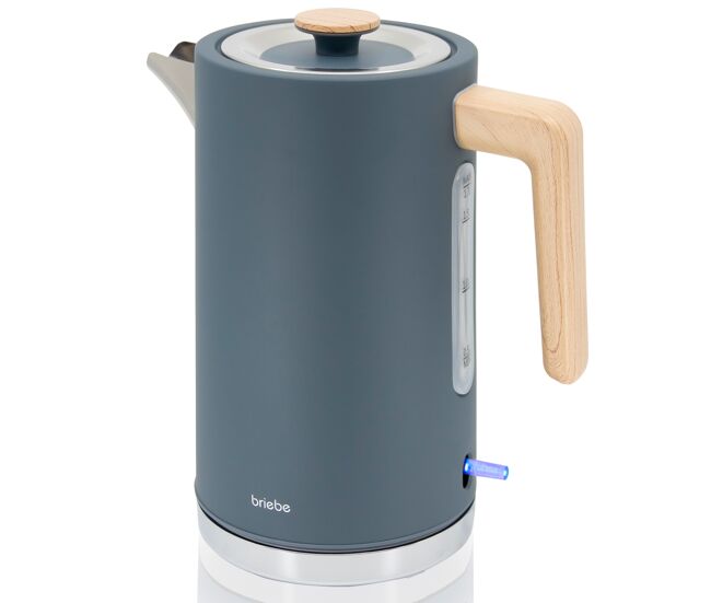 Briebe kt1165gry nordic hervidor agua eléctrico 1,7l inalámbrico ebullición rápida, libre de bpa, base de 360°, 2200, gris
