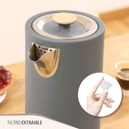 Briebe KT1165GRY Nordic Chaleira Elétrica 1,7 L Sem BPA, Base 360°, Controlador Strix, Desligamento Automático, 2200, Cinza