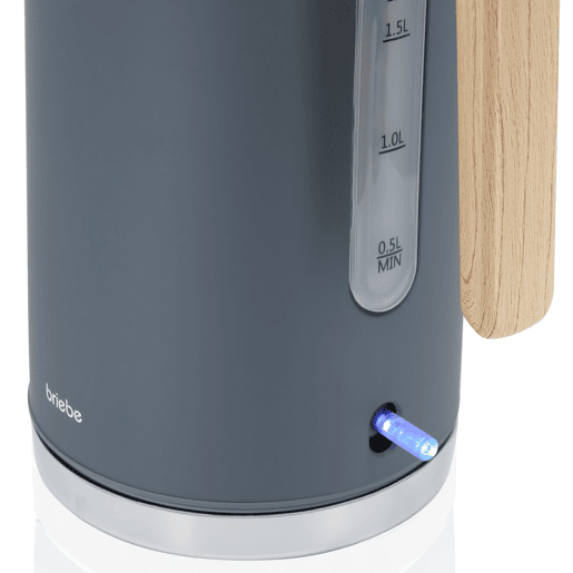 Briebe KT1165GRY Nordic Chaleira Elétrica 1,7 L Sem BPA, Base 360°, Controlador Strix, Desligamento Automático, 2200, Cinza