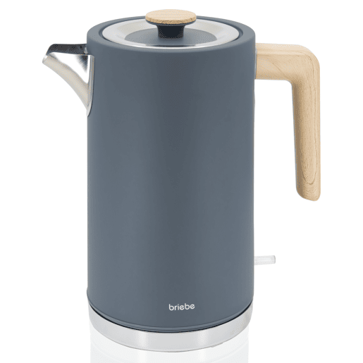 Briebe KT1165GRY Nordic Chaleira Elétrica 1,7 L Sem BPA, Base 360°, Controlador Strix, Desligamento Automático, 2200, Cinza