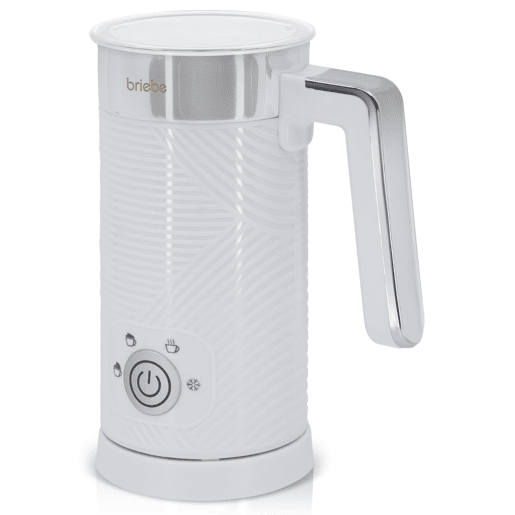 Briebe MF1172WHT Elegance Batedor de Leite Elétrico 4 em 1, Aquecedor, Espuma QuenteFrio 130ml, Leite Quente 300ml, 500, Branco