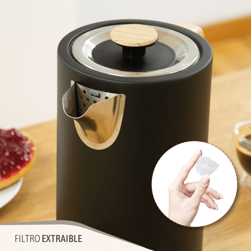 Briebe KT1165BLK Nordic Chaleira Elétrica 1,7 L Sem BPA, Base 360°, Controlador Strix, Desligamento Automático, 2200, Preto