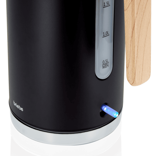 Briebe KT1165BLK Nordic Chaleira Elétrica 1,7 L Sem BPA, Base 360°, Controlador Strix, Desligamento Automático, 2200, Preto