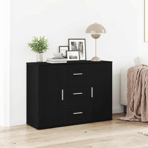 vidaXL Aparador 91x29,5x65 cm derivados de madeira carvalho preto