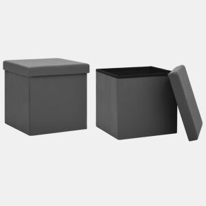 vidaXL Bancos de arrumação dobráveis 2 pcs PVC cinzento