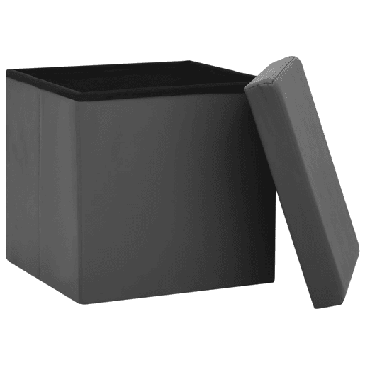 vidaXL Bancos de arrumação dobráveis 2 pcs PVC cinzento vidaXL Bancos de arrumação dobráveis 2 pcs PVC cinzento
