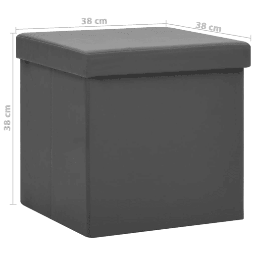 vidaXL Bancos de arrumação dobráveis 2 pcs PVC cinzento vidaXL Bancos de arrumação dobráveis 2 pcs PVC cinzento