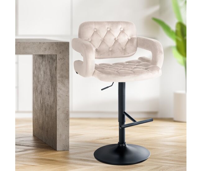 Taburete de bar dublin en terciopelo crema 55x62x103 cm