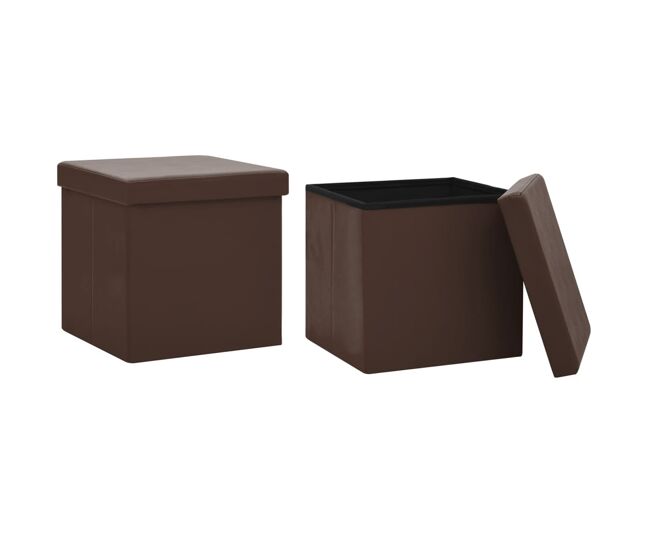 Vidaxl taburetes de almacenaje plegables 2 uds marrón pvc