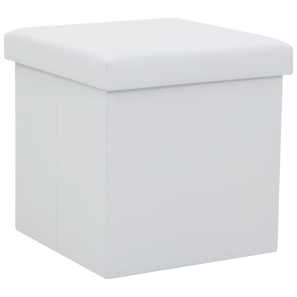 Vidaxl taburete con almacenaje plegable cuero sintético blanco