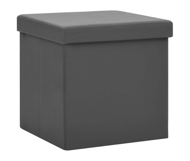 Vidaxl taburete con almacenaje plegable gris pvc
