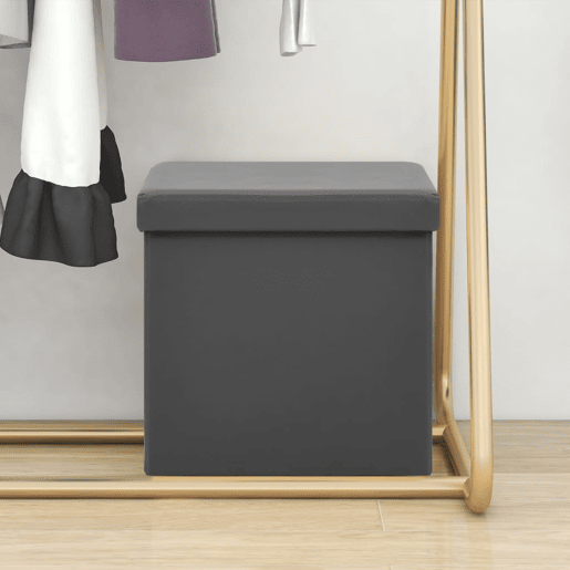 vidaXL Banco de arrumação dobrável PVC cinzento vidaXL Banco de arrumação dobrável PVC cinzento