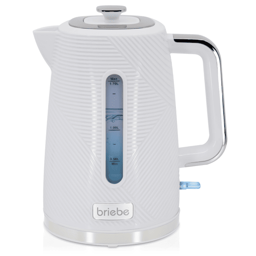 Briebe KT1168WHT Elegance Chaleira Elétrica 1,7 L Sem BPA, Base 360°, Controlador Strix, Desligamento Automático, 2200, Branco