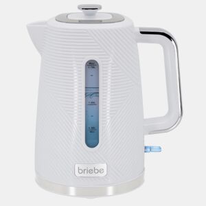 Briebe KT1168WHT Elegance Chaleira Elétrica 1,7 L Sem BPA, Base 360°, Controlador Strix, Desligamento Automático, 2200, Branco