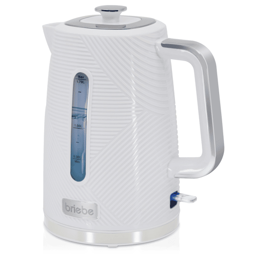 Briebe KT1168WHT Elegance Chaleira Elétrica 1,7 L Sem BPA, Base 360°, Controlador Strix, Desligamento Automático, 2200, Branco