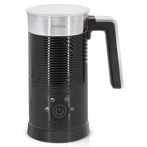 Briebe MF1172BLK Elegance Batedor de Leite Elétrico 4 em 1, Aquecedor, Espuma QuenteFrio 130ml, Leite Quente 300ml, 500, Preto