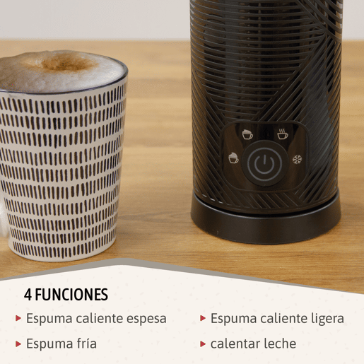 Briebe MF1172BLK Elegance Batedor de Leite Elétrico 4 em 1, Aquecedor, Espuma QuenteFrio 130ml, Leite Quente 300ml, 500, Preto