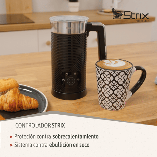 Briebe MF1172BLK Elegance Batedor de Leite Elétrico 4 em 1, Aquecedor, Espuma QuenteFrio 130ml, Leite Quente 300ml, 500, Preto