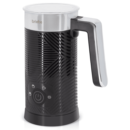 Briebe MF1172BLK Elegance Batedor de Leite Elétrico 4 em 1, Aquecedor, Espuma QuenteFrio 130ml, Leite Quente 300ml, 500, Preto