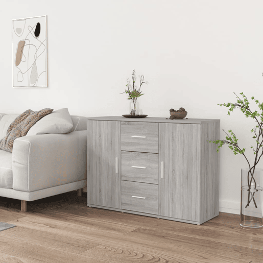 vidaXL Aparador 91x29,5x65 cm derivados de madeira cinzento sonoma