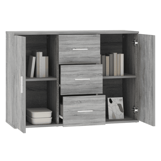 vidaXL Aparador 91x29,5x65 cm derivados de madeira cinzento sonoma