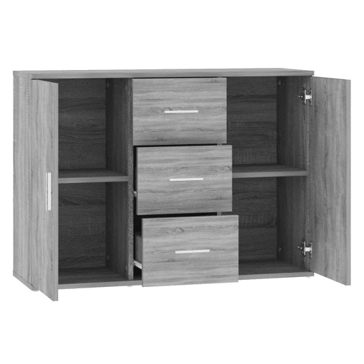 vidaXL Aparador 91x29,5x65 cm derivados de madeira cinzento sonoma