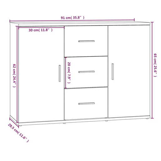 vidaXL Aparador 91x29,5x65 cm derivados de madeira cinzento sonoma