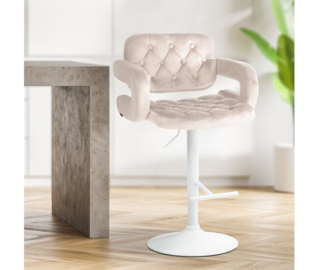Taburete de bar dublin en terciopelo crema 55x62x103 cm