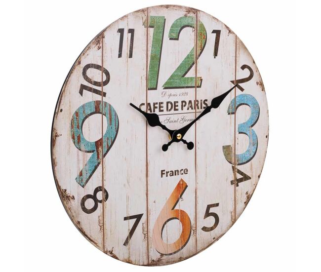 Reloj de pared de madera blanco con medidas d34x2h cm