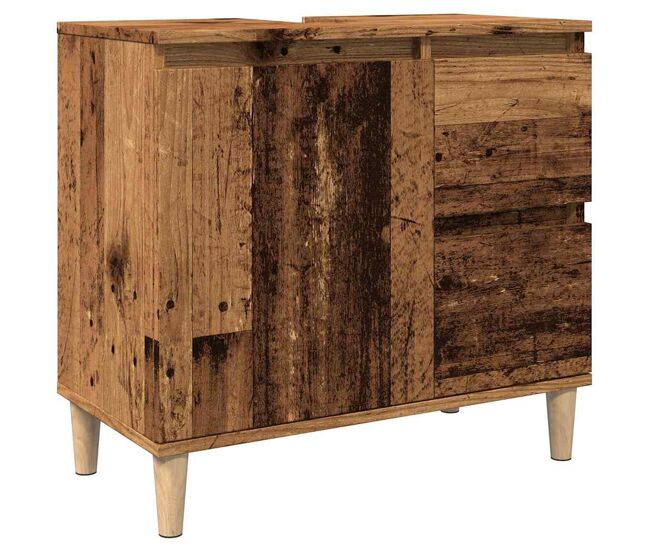 Vidaxl armario de lavabo baño madera ingeniería envejecida 65x33x60 cm
