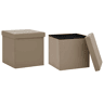 vidaXL Bancos de arrumação dobráveis 2 pcs PVC cor cappuccino