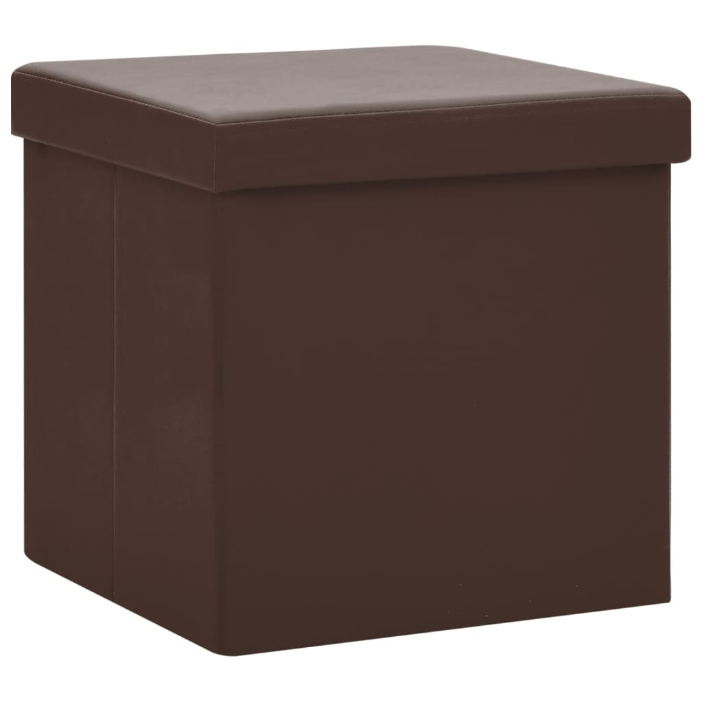 Vidaxl taburete con almacenaje plegable marrón pvc