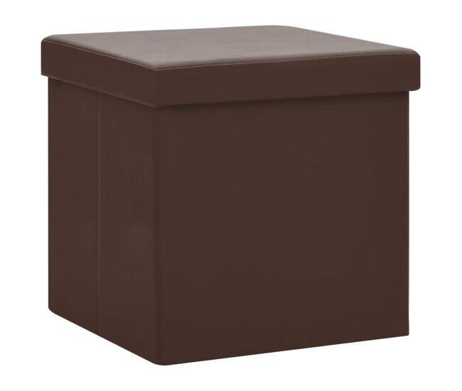 Vidaxl taburete con almacenaje plegable marrón pvc