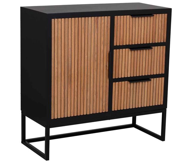 Aparador 1 puerta y 3 cajones de madera y metal 80x34x80h cm