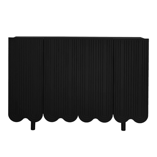 Aparador moderno - 4 portas em U com prateleiras - Preto