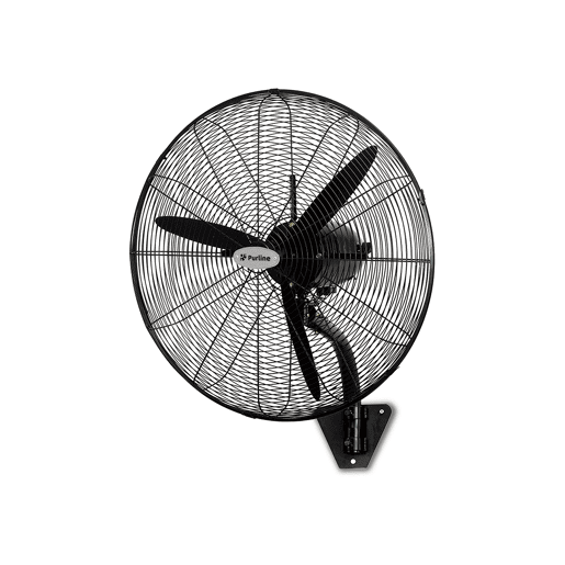 Ventilador industrial de parede 230W com pás de alumínio. 3 velocidades. 230W. Diâmetro das pás: 75cm. Corpo metálico. Oscilação horizontal automática de 90?