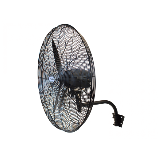 Ventilador industrial de parede 230W com pás de alumínio. 3 velocidades. 230W. Diâmetro das pás: 75cm. Corpo metálico. Oscilação horizontal automática de 90?
