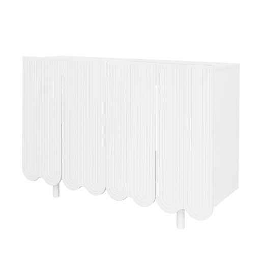 Aparador moderno - 4 portas em U com prateleiras - Branco