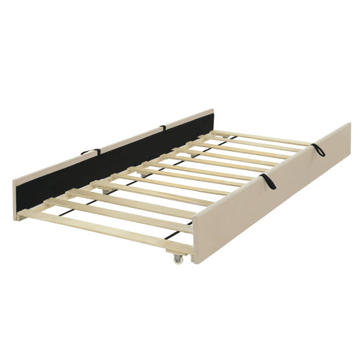 Cama estofada 90x190cm em veludo - com cama com gavetão 90x190cm - Bege