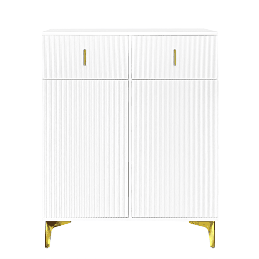 Aparador moderno - 2 portas com prateleiras reguláveis e 2 gavetas - Branco