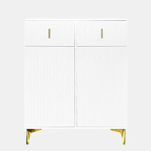 Aparador moderno - 2 portas com prateleiras reguláveis e 2 gavetas - Branco