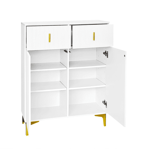 Aparador moderno - 2 portas com prateleiras reguláveis e 2 gavetas - Branco