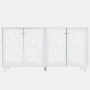 Aparador - 4 portas e prateleiras reguláveis - puxador em vidro - Branco