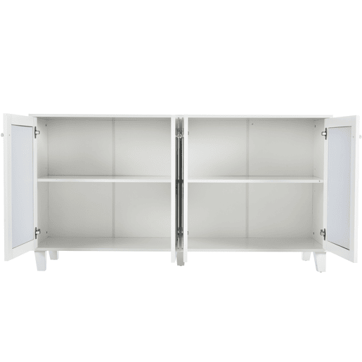 Aparador - 4 portas e prateleiras reguláveis - puxador em vidro - Branco