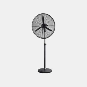 Ventilador industrial com pás de alumínio. Diâmetro das pás 75cm. Motor de alta qualidade com filamento de cobre. Base pesada de 6,5Kg para maior estabilidade.