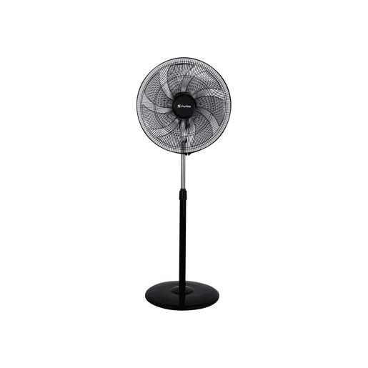 Ventilador de chão industrial 100W com 7 pás. 3 velocidades. 100W. Diâmetro das pás: 45cm. Corpo metálico. Altura regulável. Oscilação horizontal automática 90?