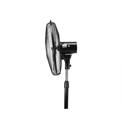 Ventilador de chão industrial 100W com 7 pás. 3 velocidades. 100W. Diâmetro das pás: 45cm. Corpo metálico. Altura regulável. Oscilação horizontal automática 90?